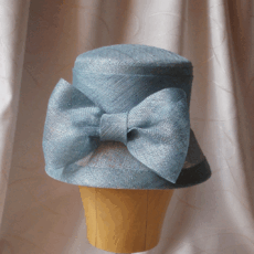 Pale blue cloche with bow